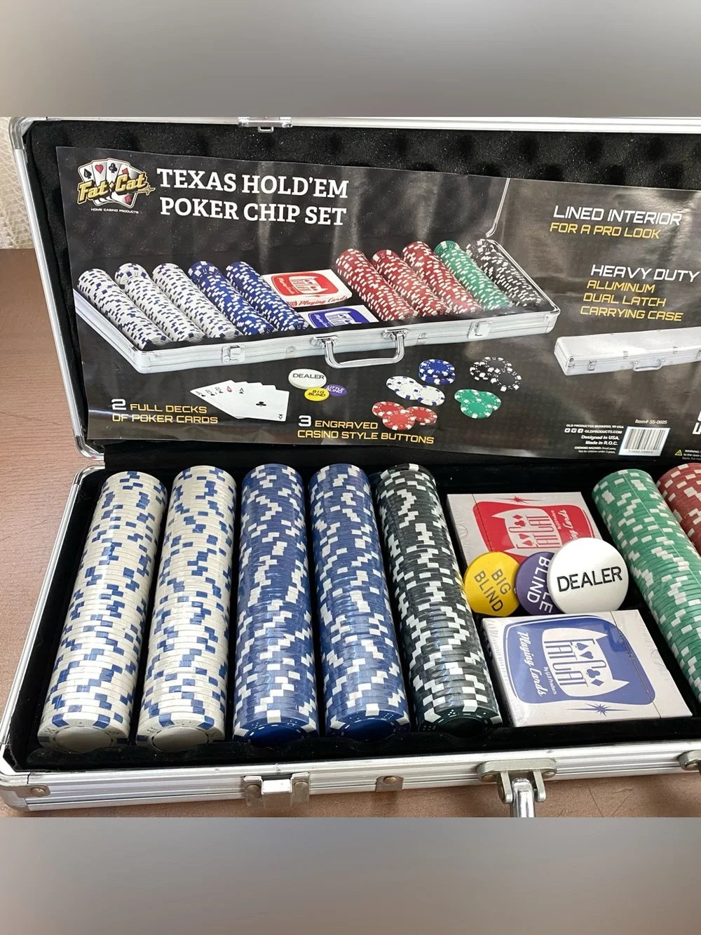 Poker Chip Set - Blue, Red, Green Claytec Chips with Aluminum Case